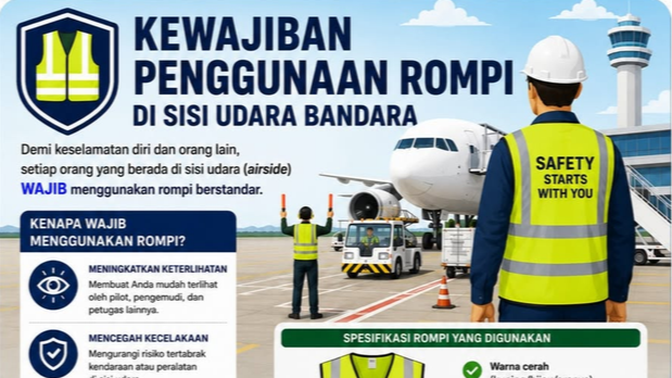 Kewajiban Penggunaan Rompi (Safety Vest) di Sisi Udara Bandar Udara